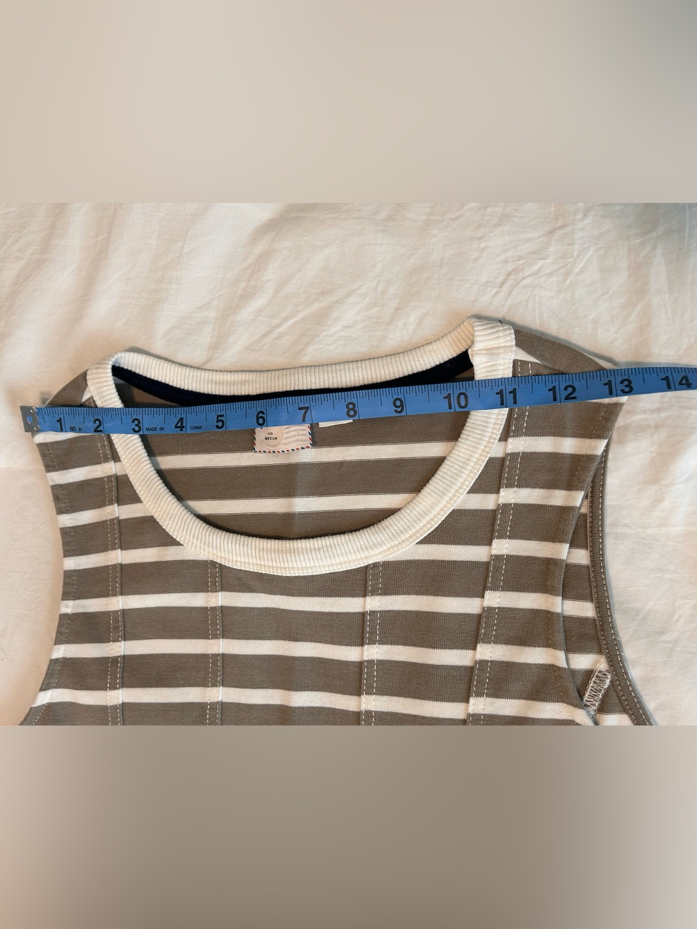 Anthropologie Taupe & White Striped Pleated Tank - Picture 6 of 11